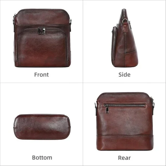 Lightweight Vintage Cowhide Leather Crossbody Bag - Versatile Shoulder Purse